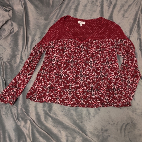 Lucky Brand Red Flowy Blouse - Picture 1 of 6